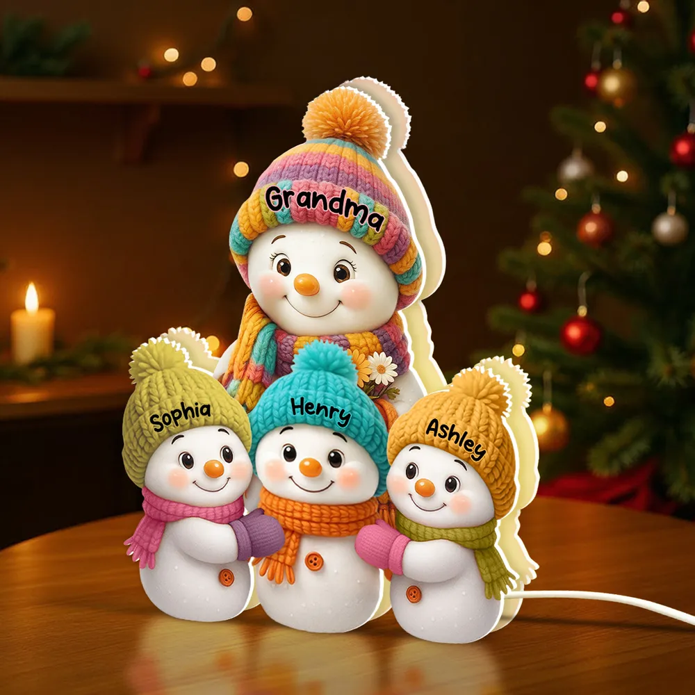 Personalized Snowman Family Acrylic Light Box - A Cozy Holiday Gift for Loved Ones - Image 5
