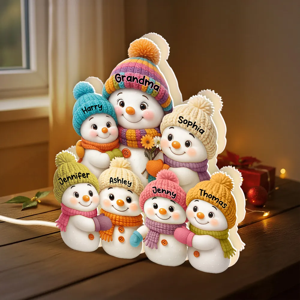 Personalized Snowman Family Acrylic Light Box - A Cozy Holiday Gift for Loved Ones - Image 3