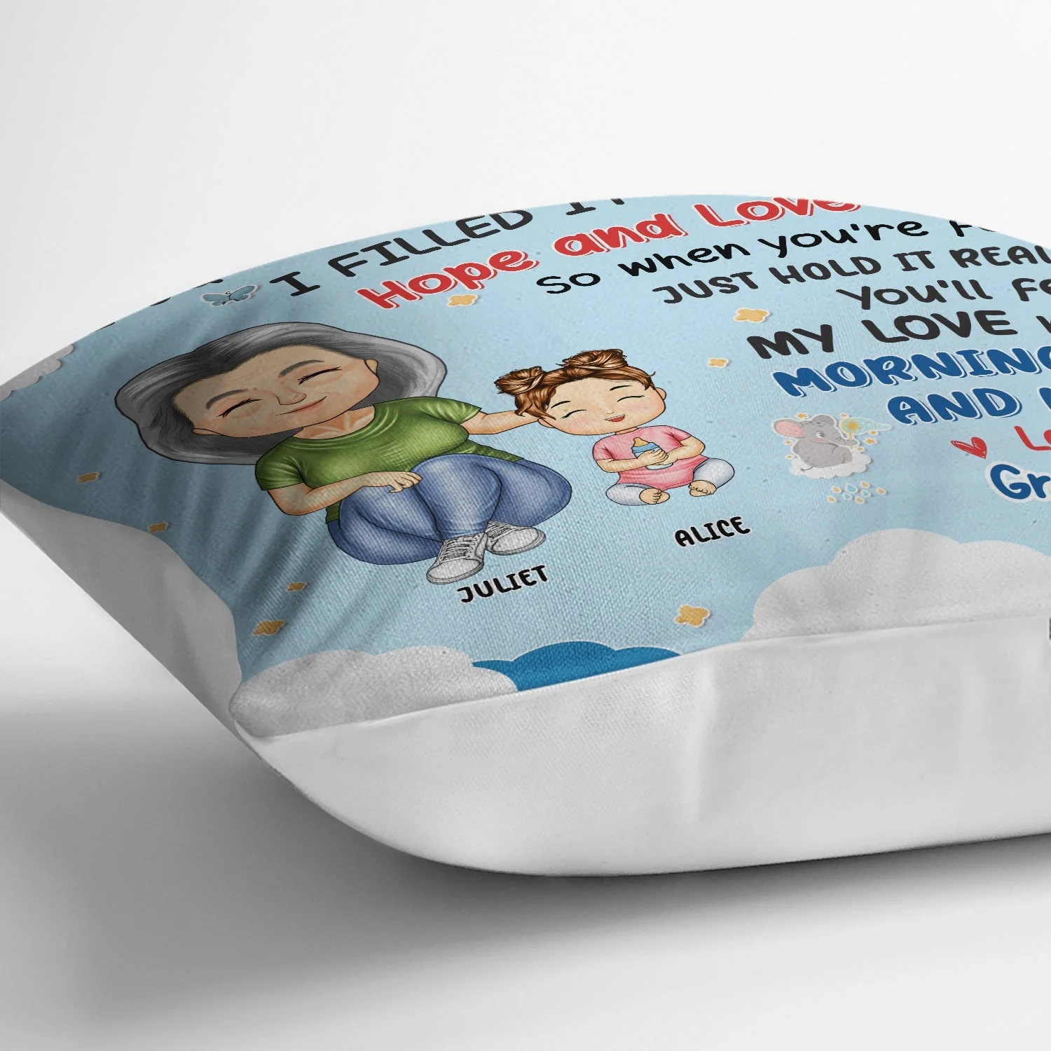 Heartwarming Square Pillow – A Soft Hug Filled with Love and Wishes, Perfect Gift for Kids from Family - Image 3
