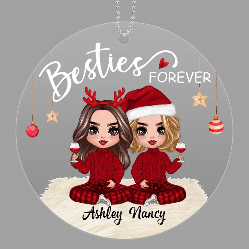 Best Friends Acrylic Ornament | Cozy Holiday Design, Perfect Gift for Friendship & Christmas - Image 3