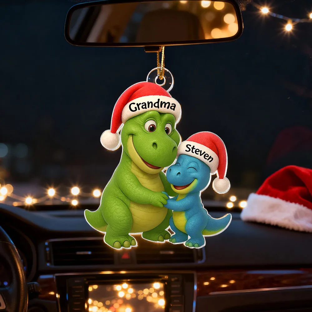 Custom Christmas Dinosaur Family Ornament with Hug Design - Image 10