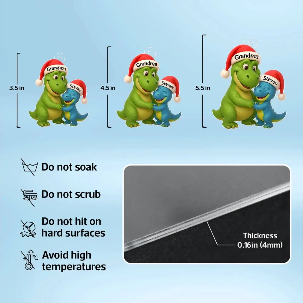 Custom Christmas Dinosaur Family Ornament with Hug Design - Image 8