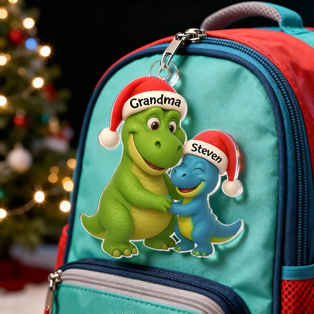 Custom Christmas Dinosaur Family Ornament with Hug Design - Image 9