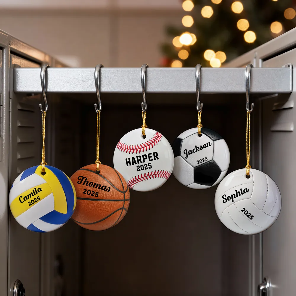 Sports Ball Ceramic Ornament – Vibrant and Gift-Ready Design with Clear Print and Textured Finish, Perfect Gift for Sports Lovers - Image 2