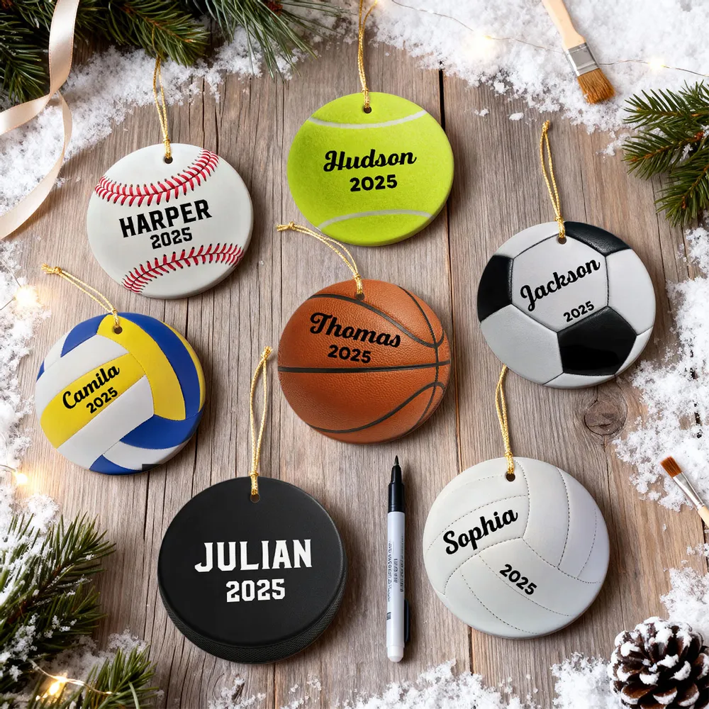 Sports Ball Ceramic Ornament – Vibrant and Gift-Ready Design with Clear Print and Textured Finish, Perfect Gift for Sports Lovers - Image 8