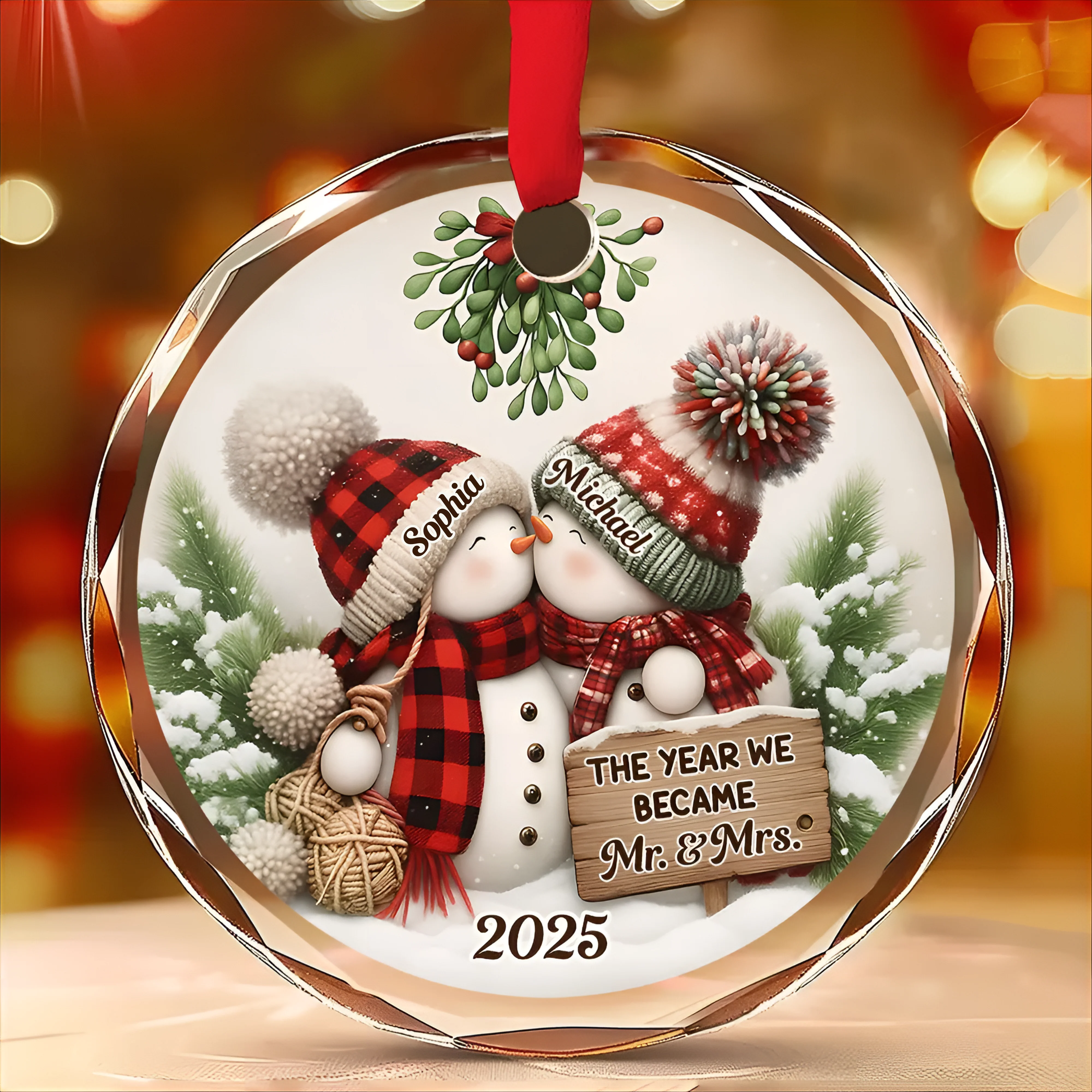 Silver Capped Glass Ornament β The Year We Became Mr. & Mrs., Perfect Christmas Gift for Couples & Newlyweds - Image 2