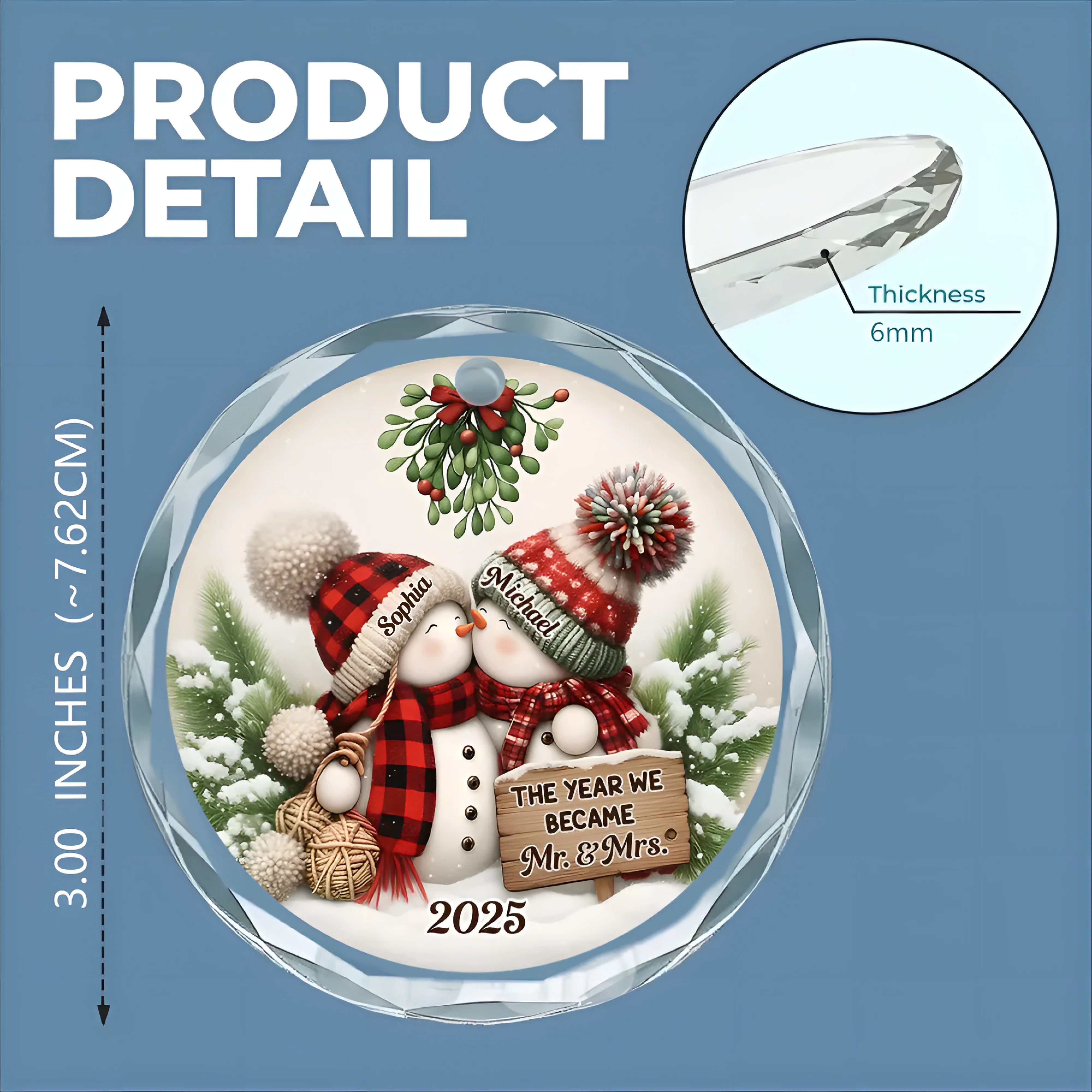 Silver Capped Glass Ornament β The Year We Became Mr. & Mrs., Perfect Christmas Gift for Couples & Newlyweds - Image 4
