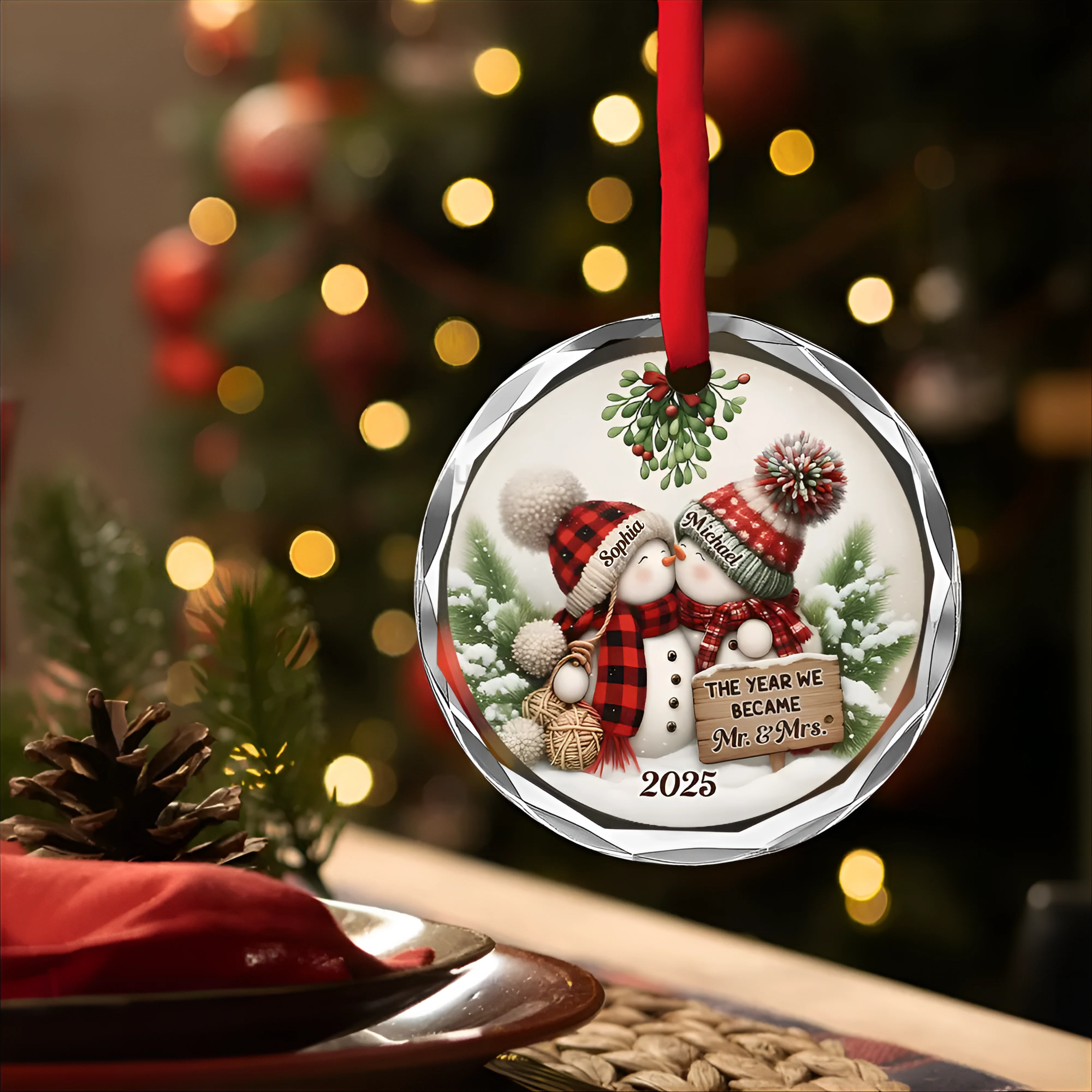 Silver Capped Glass Ornament β The Year We Became Mr. & Mrs., Perfect Christmas Gift for Couples & Newlyweds - Image 5