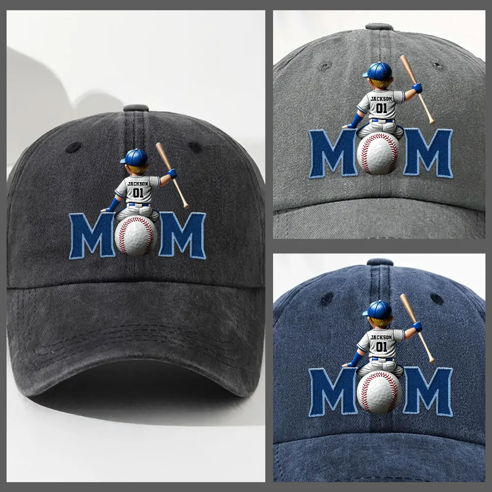 Mom's Washed Denim Baseball Cap - Soft & Breathable Hat - Image 3