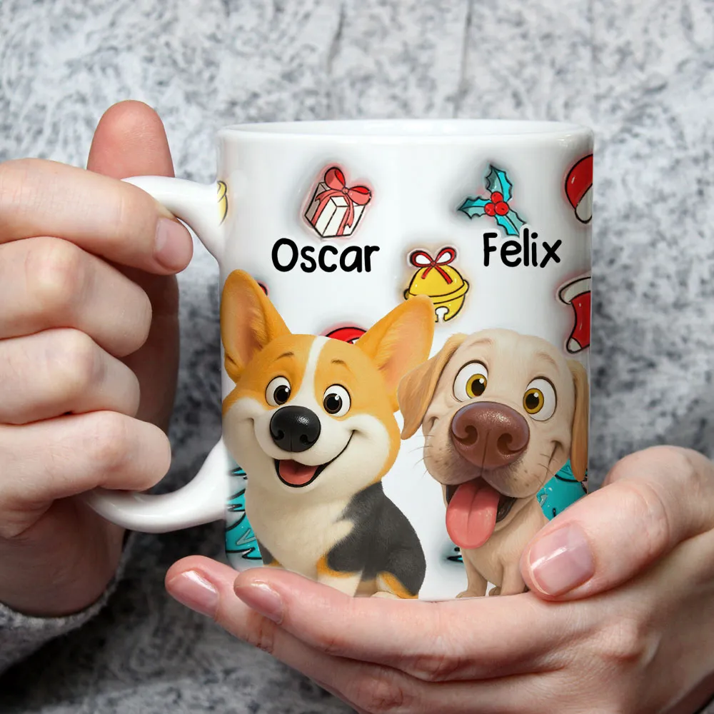 Adorable Dog Christmas White Ceramic Mug – Festive Cartoon Style, Perfect Gift for Dog Lovers - Image 3