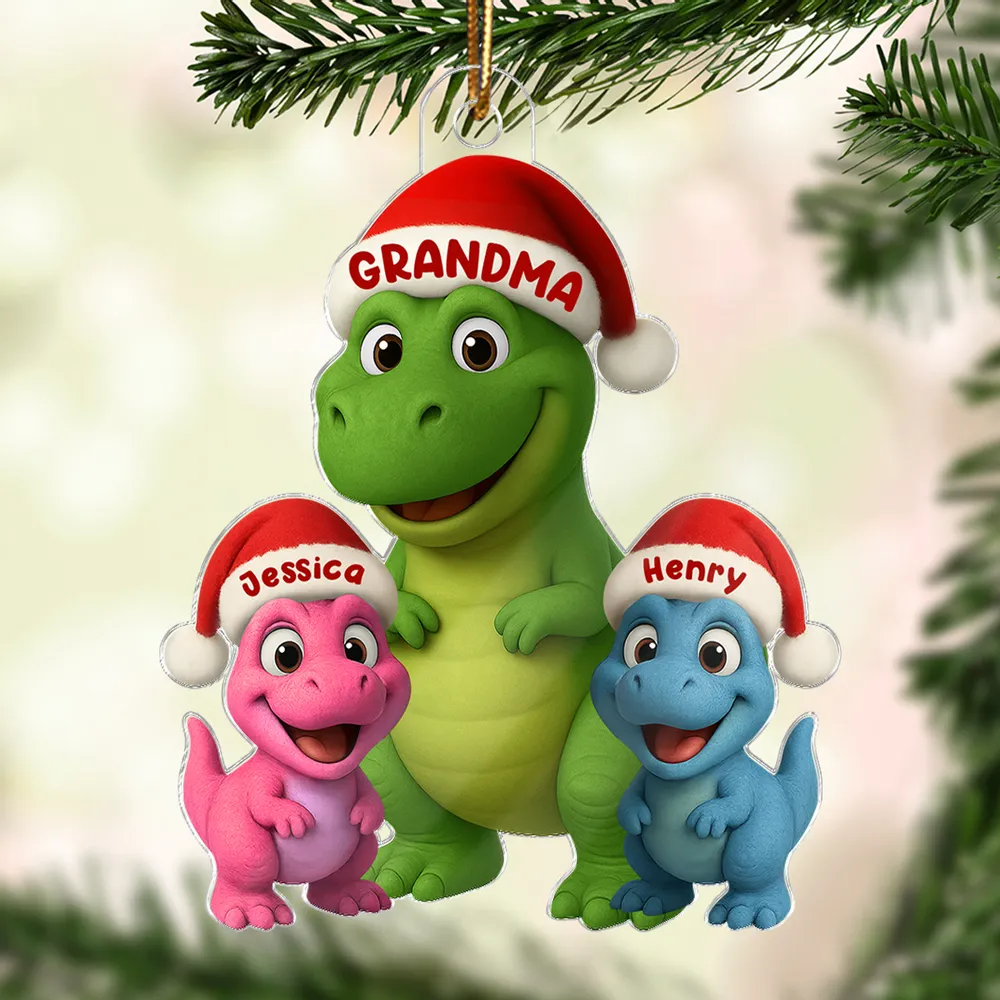 Christmas Grandma & Grandkids Dinosaur Acrylic Ornament – Adorable Family Keepsake, Perfect Gift for Grandparents - Image 8