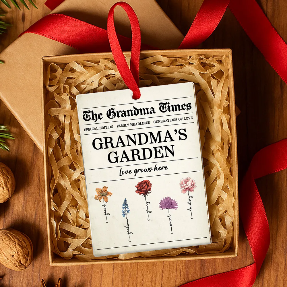 Grandma’s Garden Acrylic Ornament – Newspaper-Inspired Design, A Heartfelt Gift Where Love Grows - Image 6