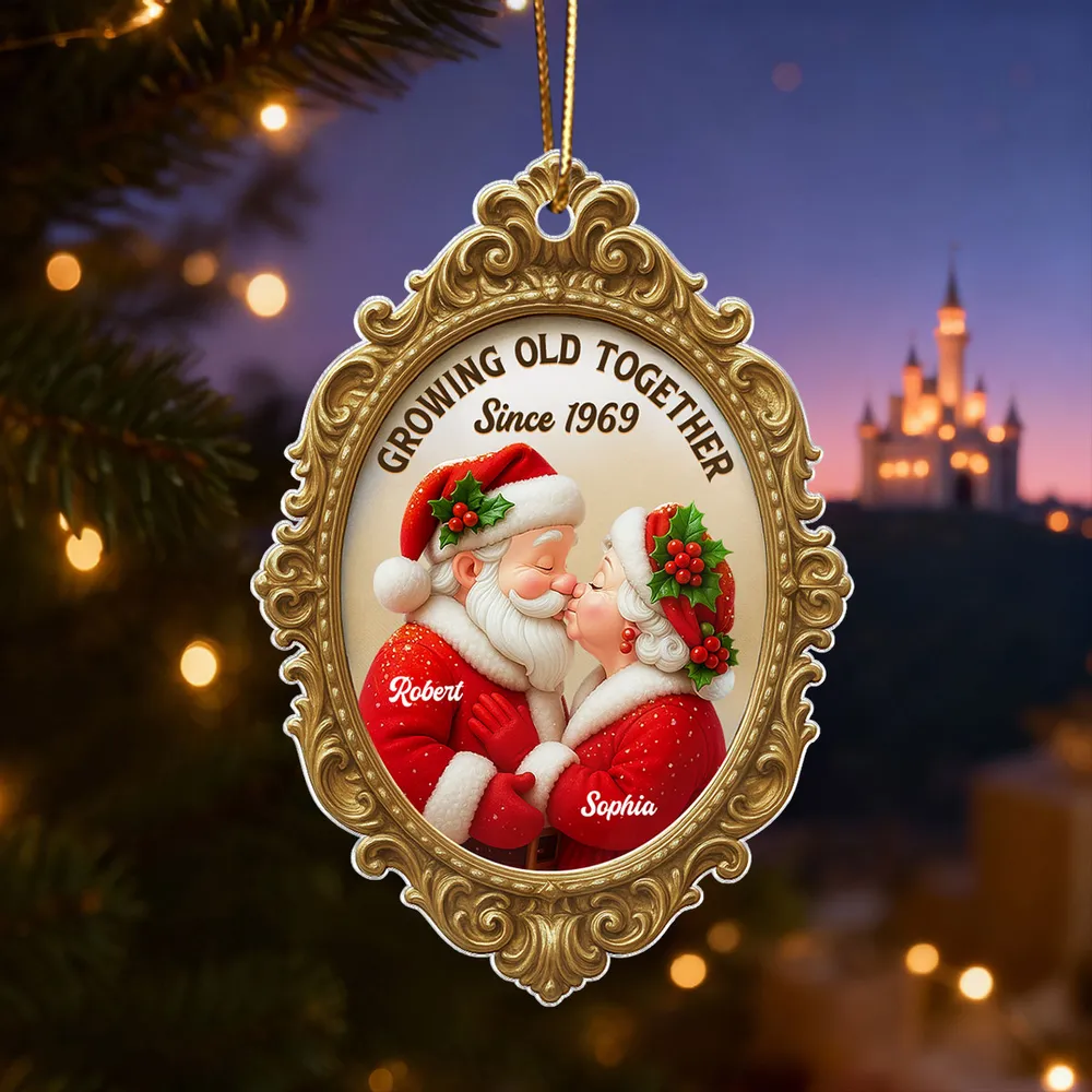 Christmas Acrylic Ornament – Loving Santa Couple Keepsake, Heartwarming Holiday Gift for Parents - Image 2