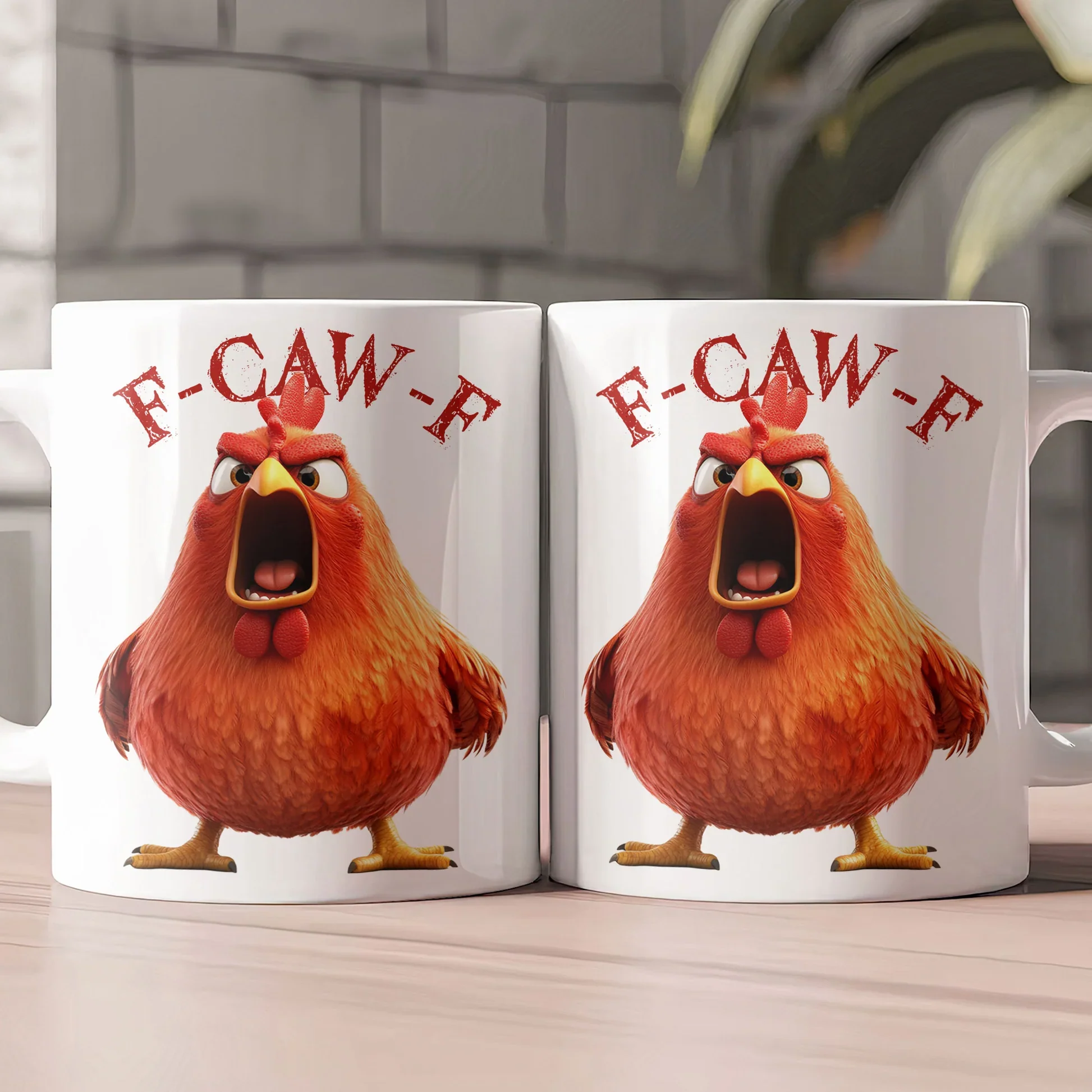 Angry Chicken Funny Mug – F-Caw-F White Ceramic Coffee Cup, Perfect Gift for Friends & Coworkers - Image 4