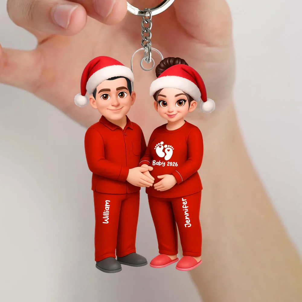 π Ultimate Baby Reveal/Christmas Gift! Personalized Expecting Parents Ornament & Keychain | Custom Names, Skin/Hair Colors