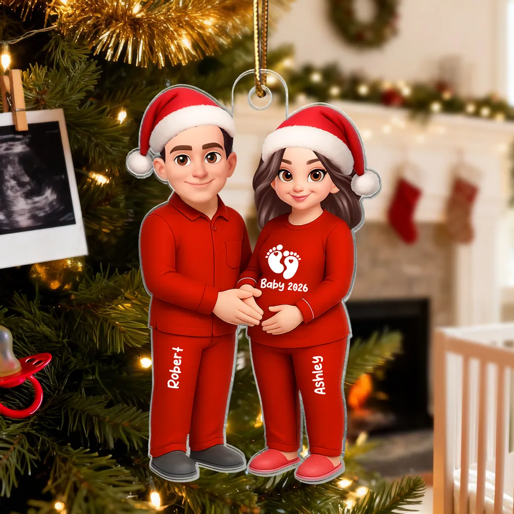 π Ultimate Baby Reveal/Christmas Gift! Personalized Expecting Parents Ornament & Keychain | Custom Names, Skin/Hair Colors - Image 3