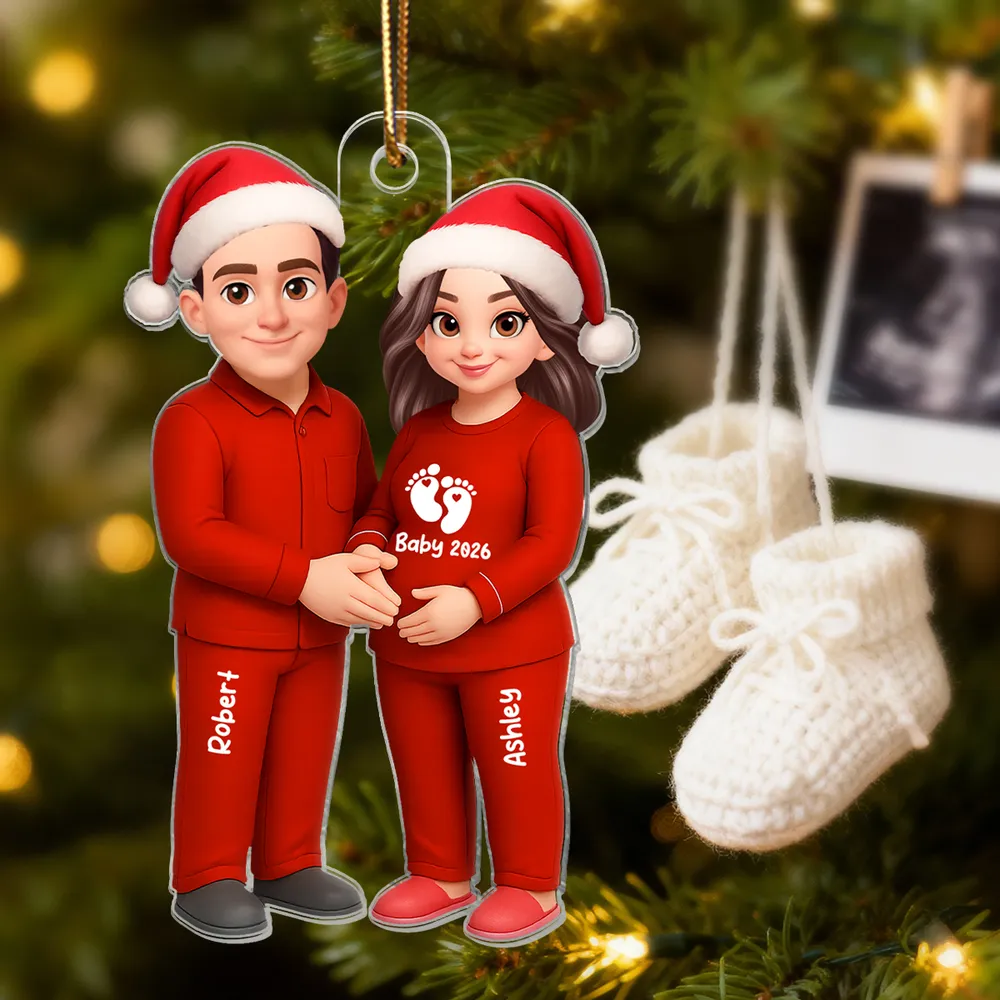 π Ultimate Baby Reveal/Christmas Gift! Personalized Expecting Parents Ornament & Keychain | Custom Names, Skin/Hair Colors - Image 8