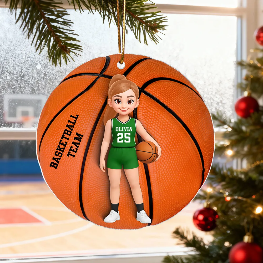 Basketball Player Acrylic Ornament – Festive Tree Décor with Ball, Unique Keepsake Gift for Athletes, Coaches, Teammates, and Sports Families - Image 2
