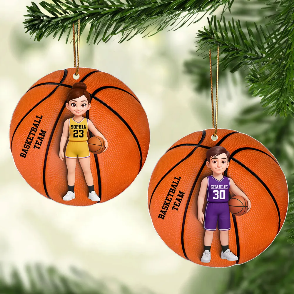 Basketball Player Acrylic Ornament – Festive Tree Décor with Ball, Unique Keepsake Gift for Athletes, Coaches, Teammates, and Sports Families - Image 3