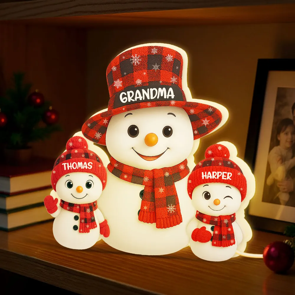 Acrylic Light Box Snowman Family, soft glowing festive décor for cozy nights, heartwarming display and thoughtful holiday gift - Image 3