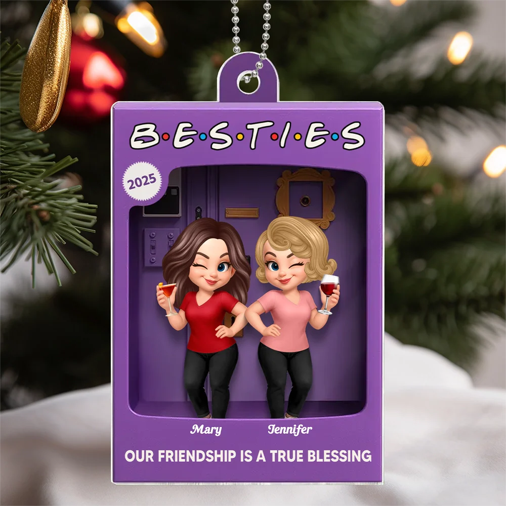 Christmas Decor/Car Charm: Personalized Besties Acrylic Ornament (2-5 Women) - A Sweet Friendship Holiday Keepsake
