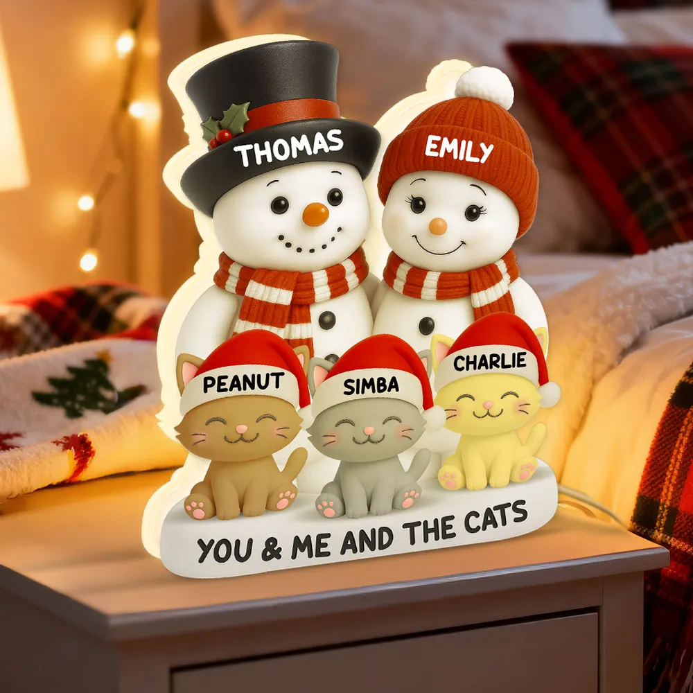 Snowman Family & Pets Acrylic Light Box – Warm Holiday Decor, Perfect Gift for Couples and Pets Lovers - Image 4