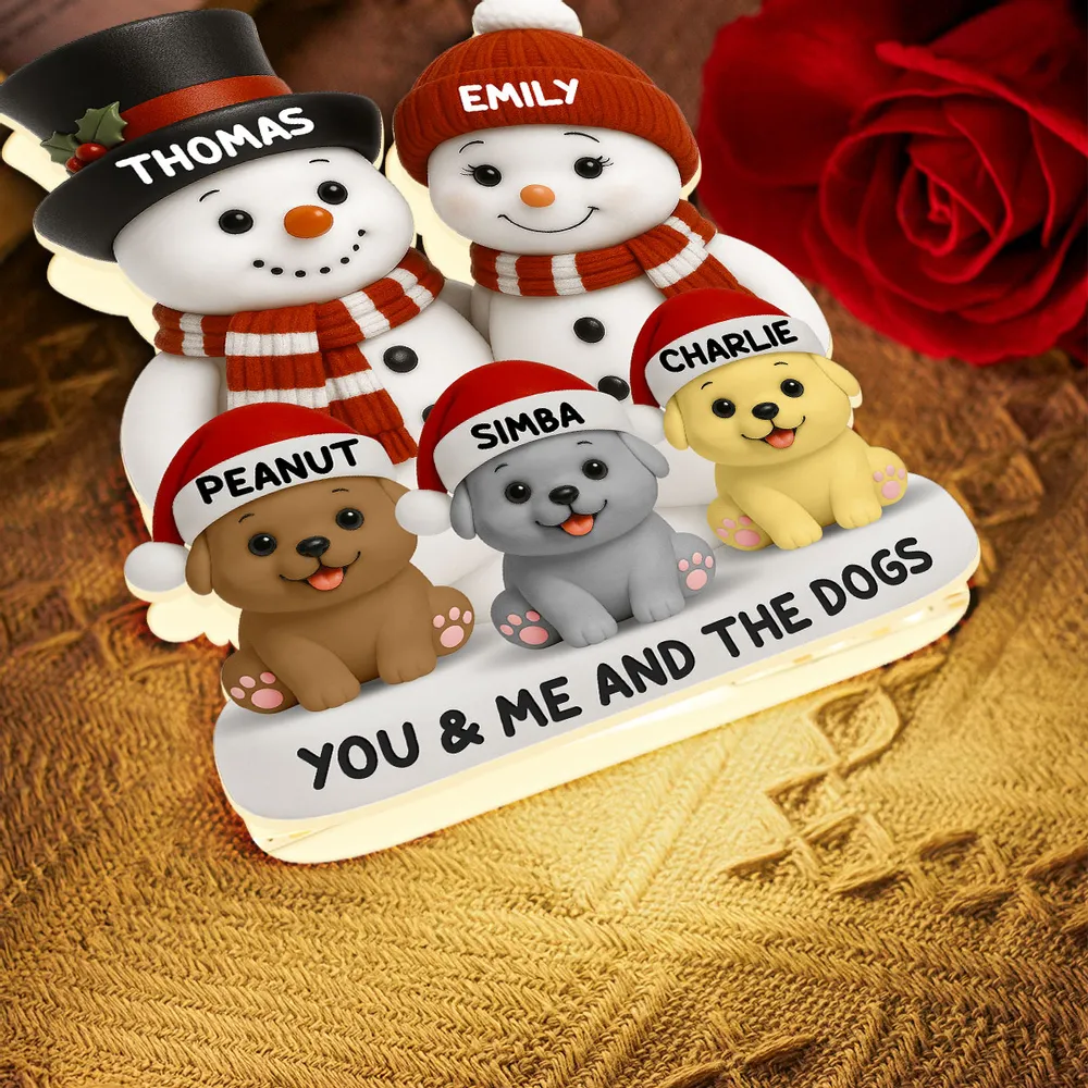 Snowman Family & Pets Acrylic Light Box – Warm Holiday Decor, Perfect Gift for Couples and Pets Lovers - Image 7