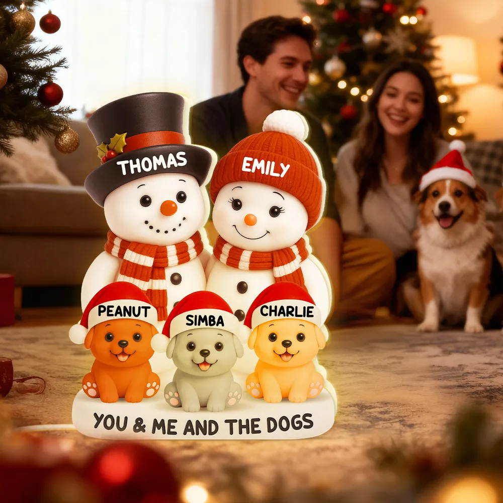 Snowman Family & Pets Acrylic Light Box – Warm Holiday Decor, Perfect Gift for Couples and Pets Lovers - Image 8