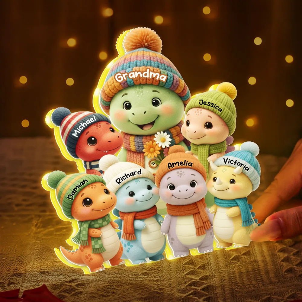 Dinosaur Family Acrylic Light Box – Cozy Holiday Lamp, Perfect Gift for Grandma - Image 4