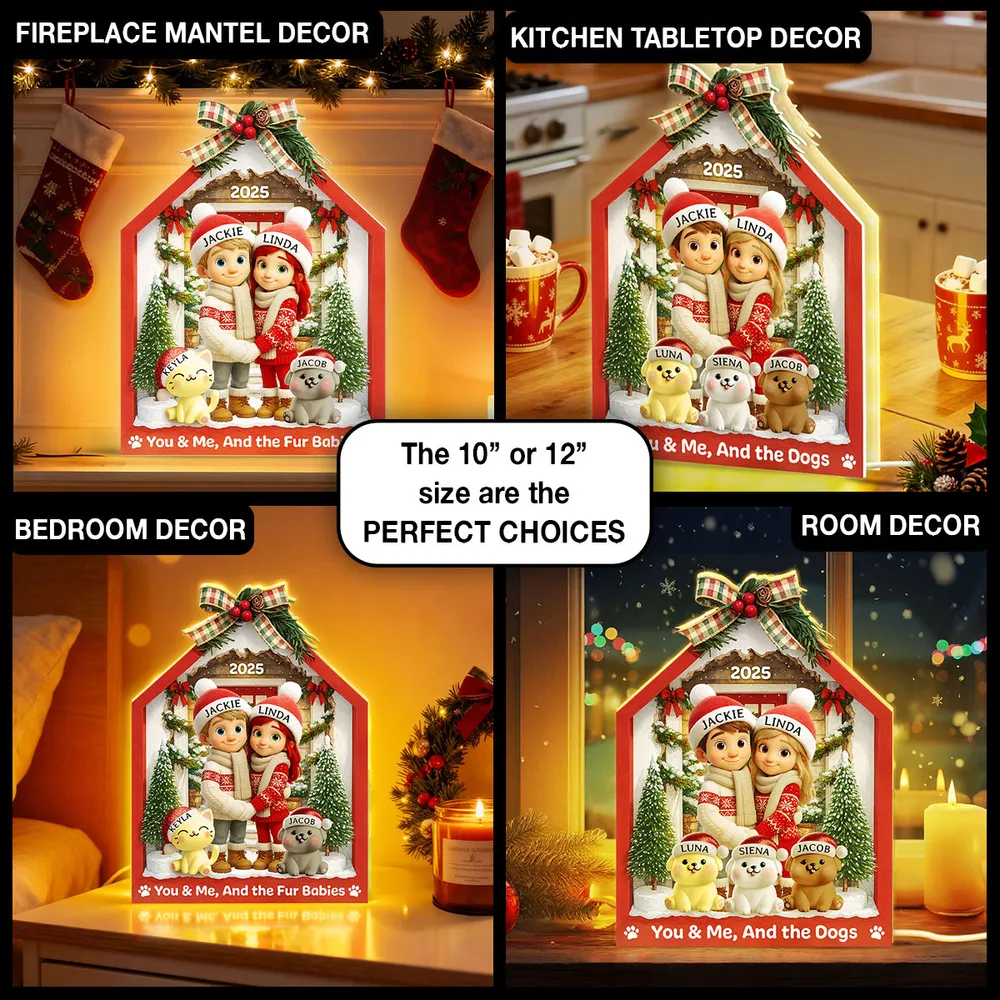 Acrylic Light Box with Couple & Pets Scene | Cozy Winter Holiday Decor, Perfect Gift for Lovers or Families - Image 7