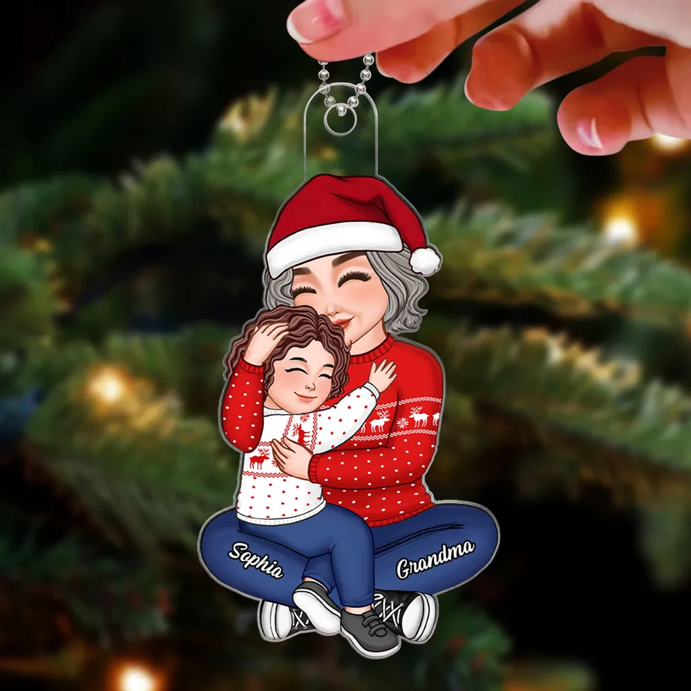 Acrylic Ornament – Cozy Grandma and Grandchild Embrace, Perfect Christmas Gift of Love and Family - Image 4