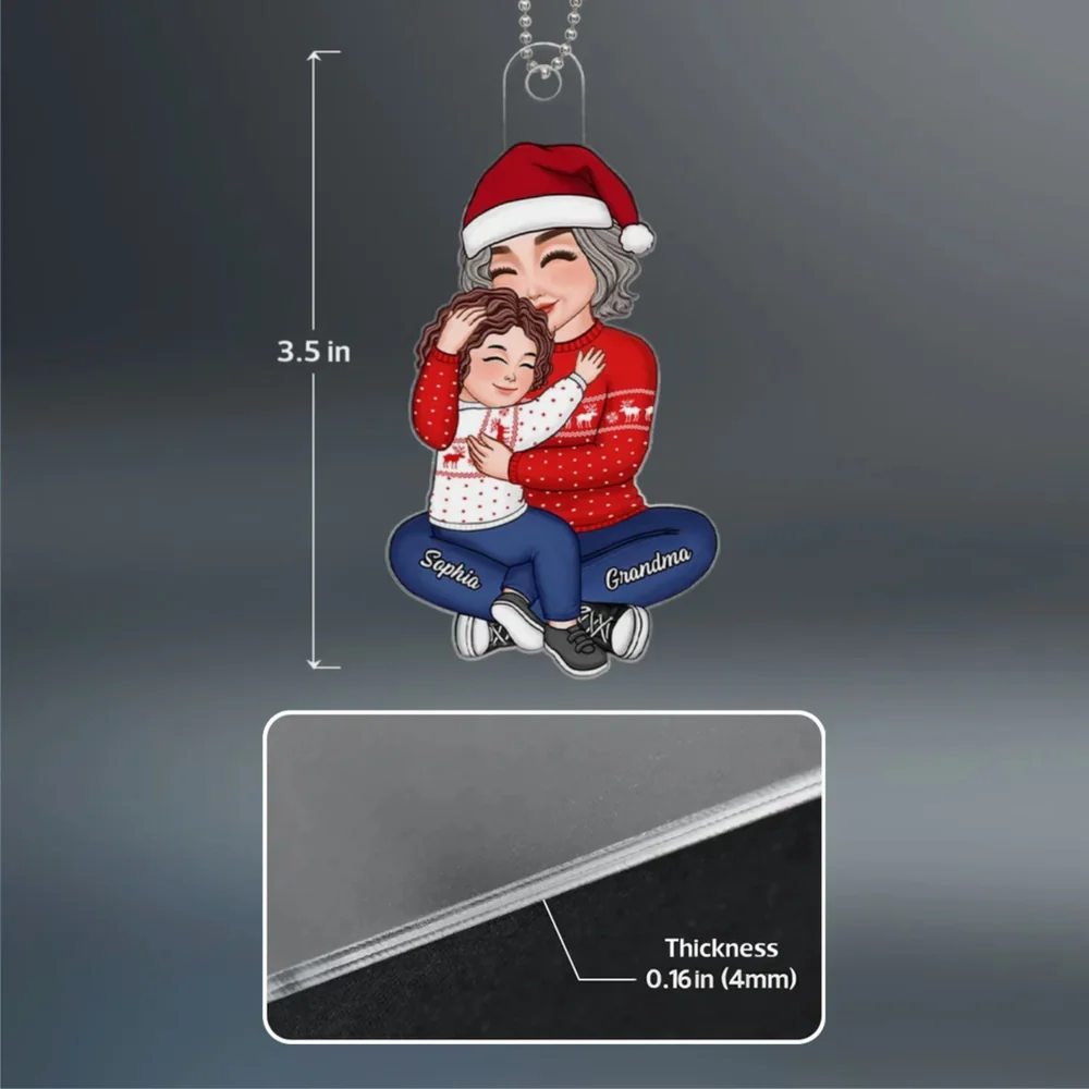 Acrylic Ornament – Cozy Grandma and Grandchild Embrace, Perfect Christmas Gift of Love and Family - Image 5