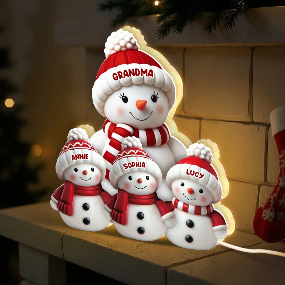 Acrylic Light Box Snowman Family, cozy glow for mantel and holiday décor, heartwarming keepsake and a perfect gift for grandma - Image 2