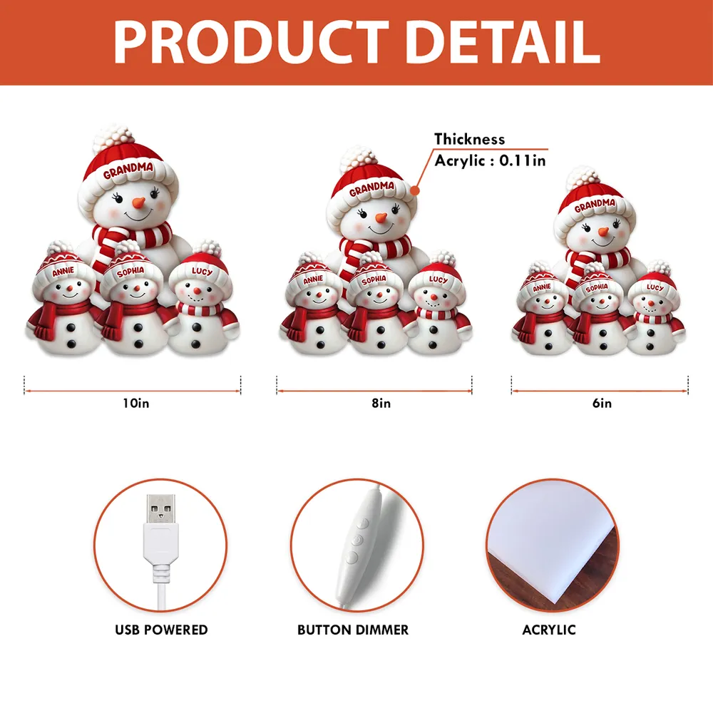 Acrylic Light Box Snowman Family, cozy glow for mantel and holiday décor, heartwarming keepsake and a perfect gift for grandma - Image 9