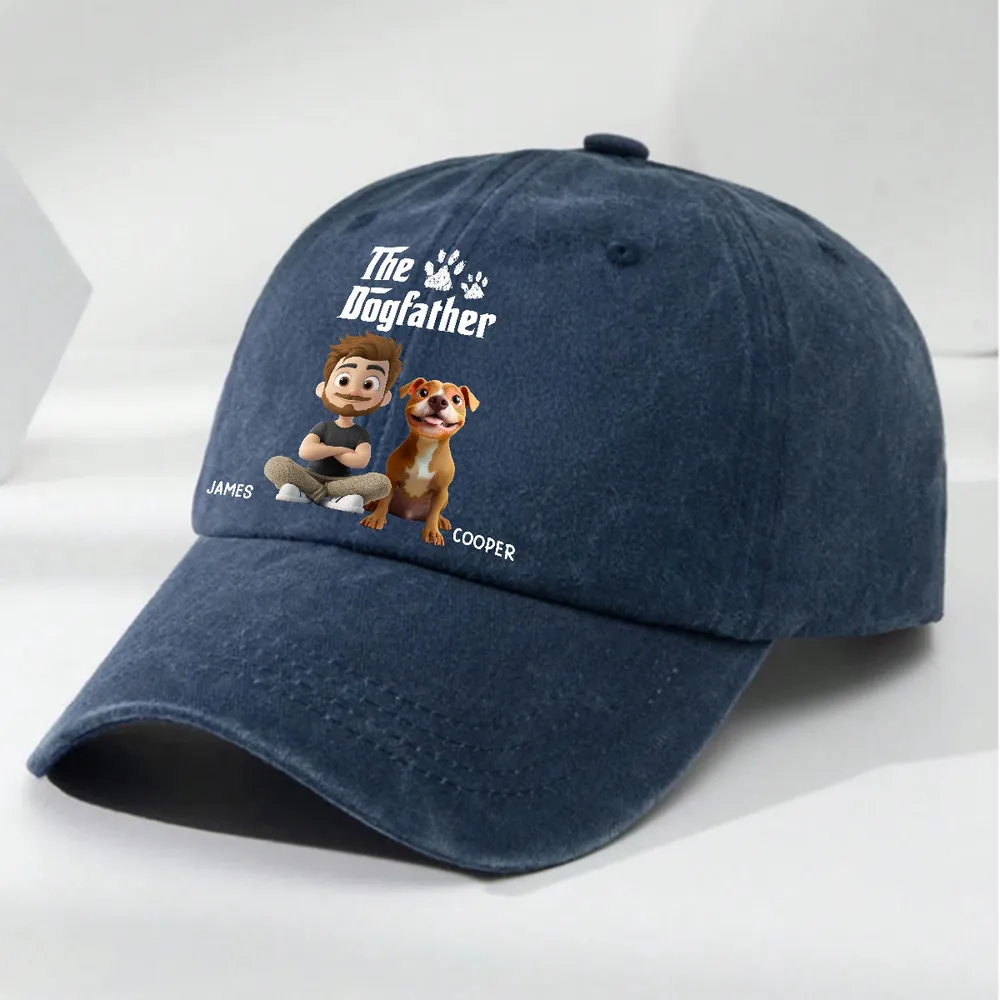 The Dogfather Baseball Cap – washed denim with fun dog dad graphic, casual adjustable fit, perfect gift for dog lovers - Image 5