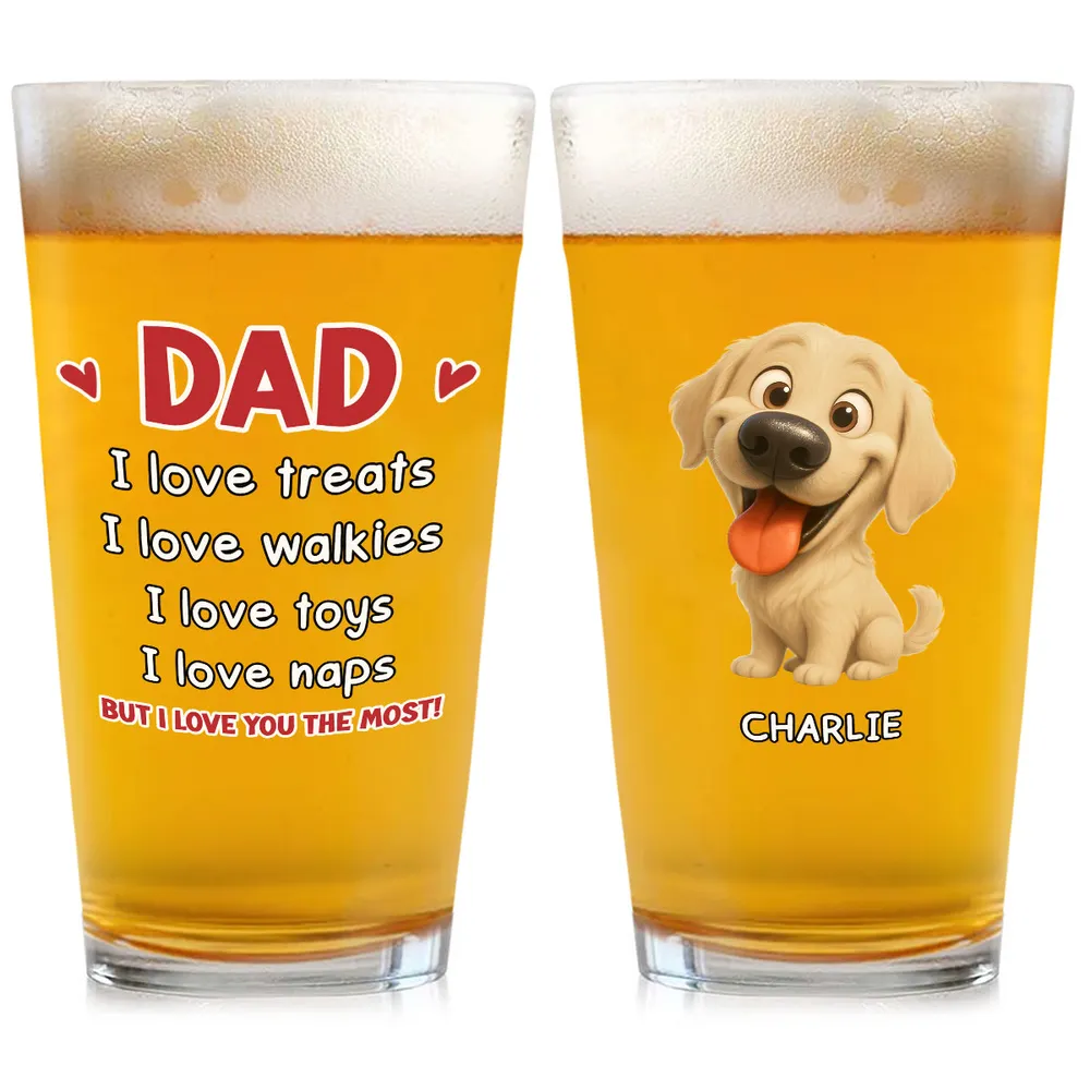 Dog-Themed Beer Glass for Dad – Cute Illustration Design, Heartwarming Gift for Father’s Day - Image 2
