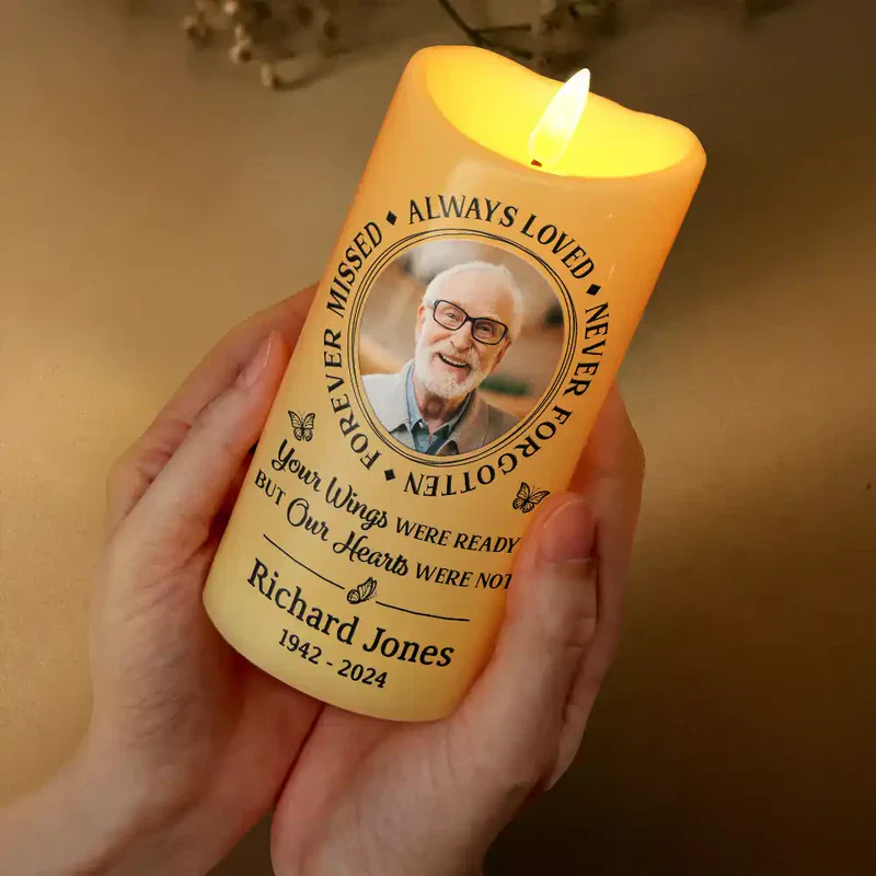 Personalized Photo Flameless LED Memorial Candle | Custom Name & Dates, Choose Your Quote | A Warm, Everlasting Sympathy Gift - Image 3
