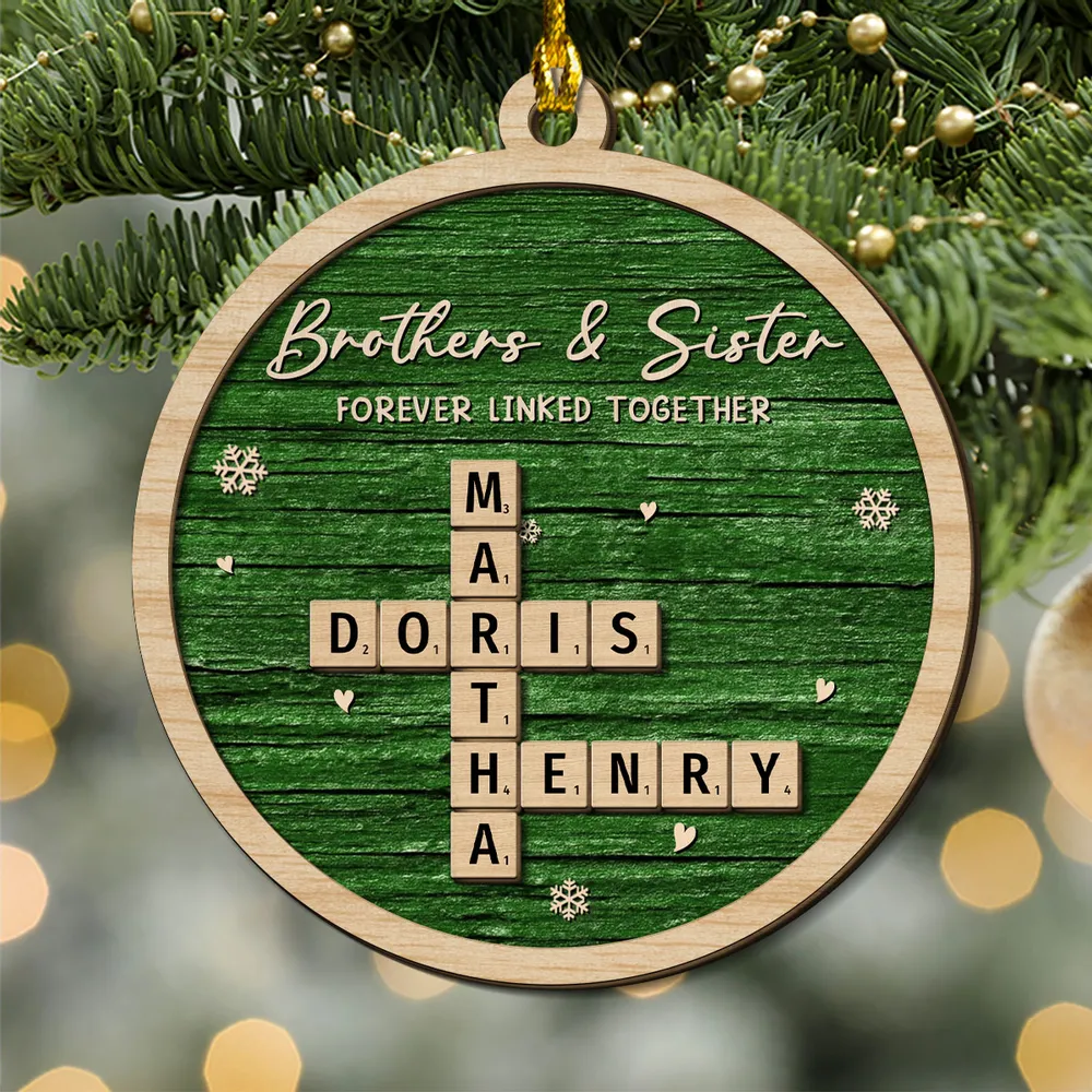 2-Layer Wooden Ornament – rustic red style with snowflakes, heartwarming Christmas gift for family and friends - Image 3