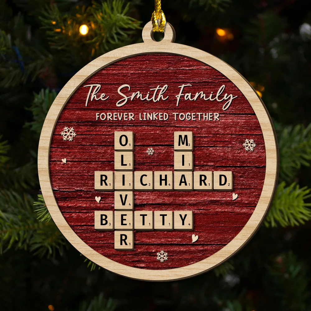 2-Layer Wooden Ornament – rustic red style with snowflakes, heartwarming Christmas gift for family and friends - Image 5