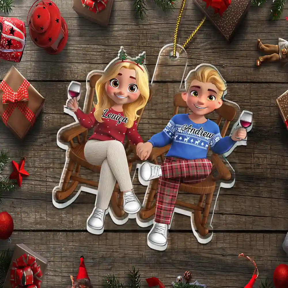 Acrylic Ornament of Couple by the Fireplace – Cozy Christmas Keepsake, a Perfect Gift for Lovers - Image 5