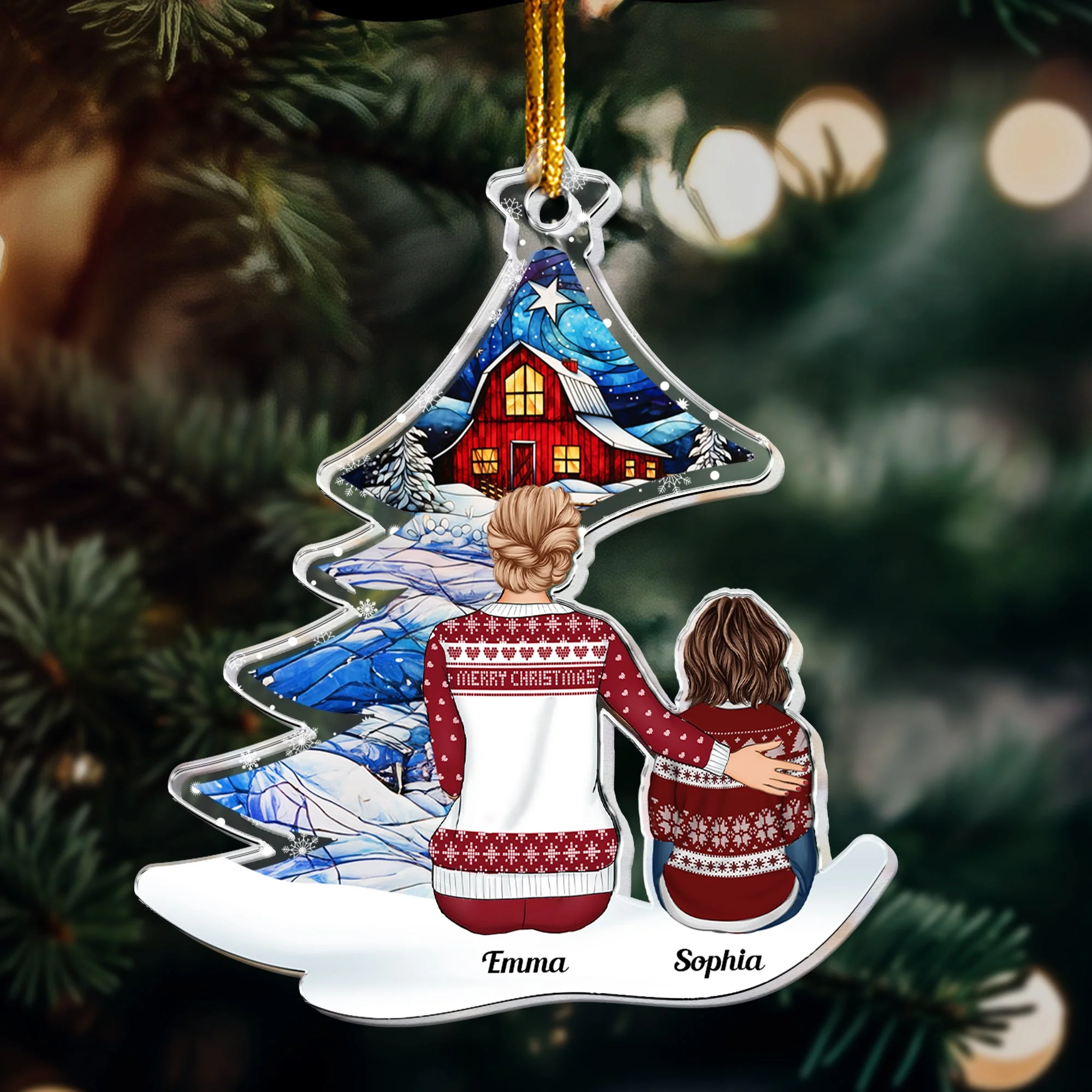 Personalized Grandma & Grandchild Hugging Ornament – Acrylic Family Keepsake for Christmas Tree