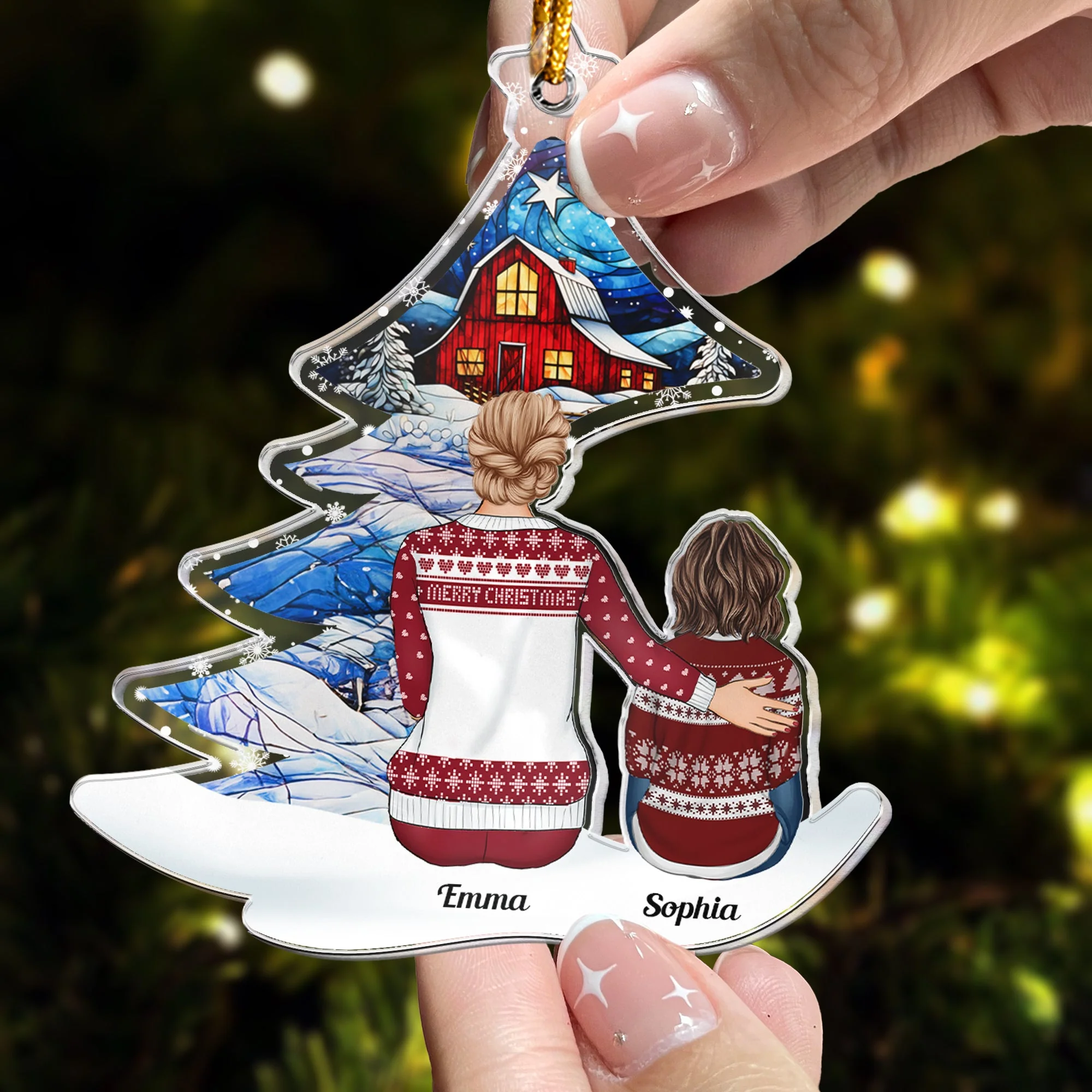 Personalized Grandma & Grandchild Hugging Ornament – Acrylic Family Keepsake for Christmas Tree - Image 3