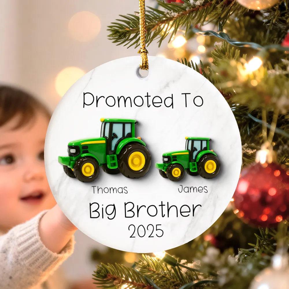 Big Brother Promotion Ornament with Tractor Theme – Meaningful Farm Gift for Family Christmas Celebration - Image 2