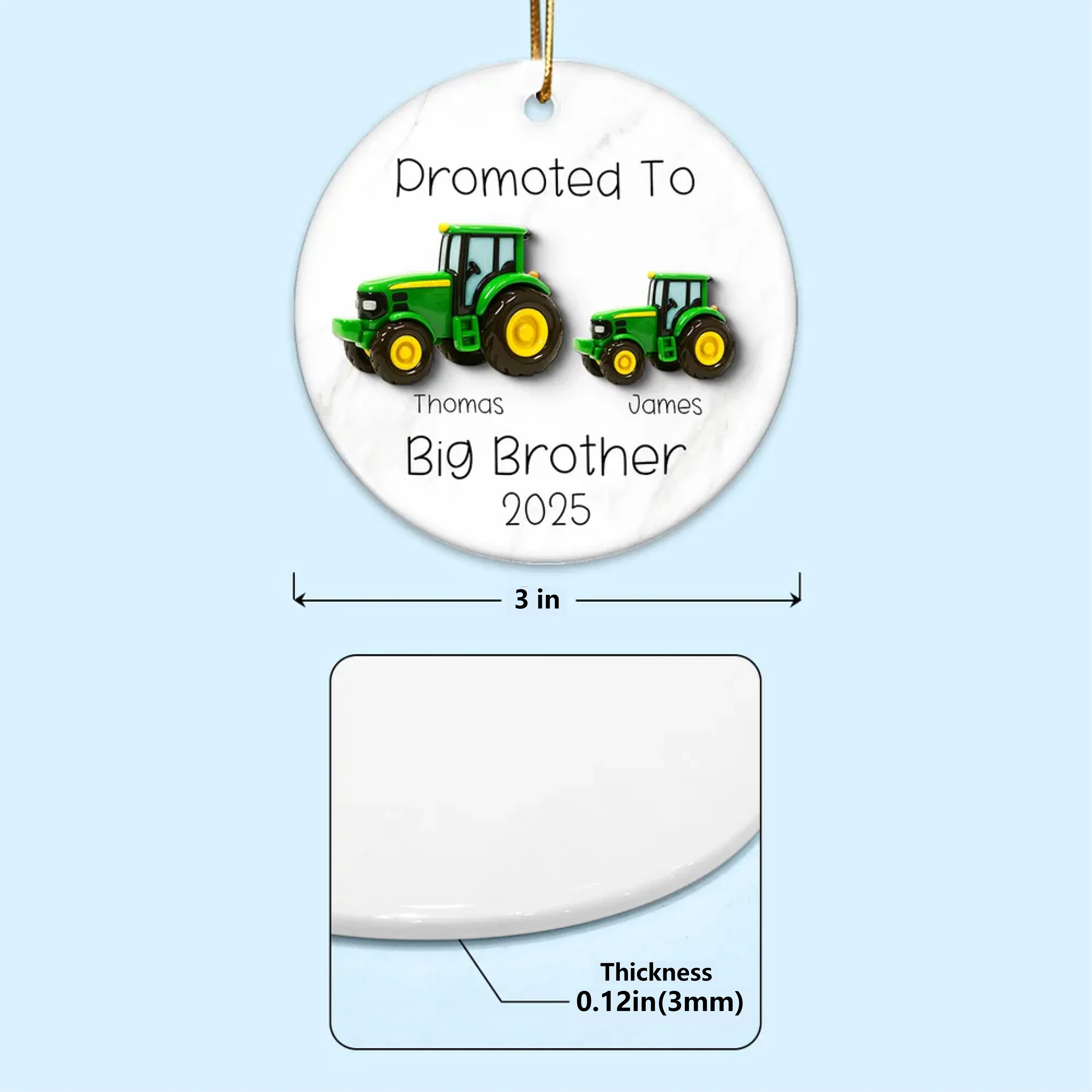 Big Brother Promotion Ornament with Tractor Theme – Meaningful Farm Gift for Family Christmas Celebration - Image 4