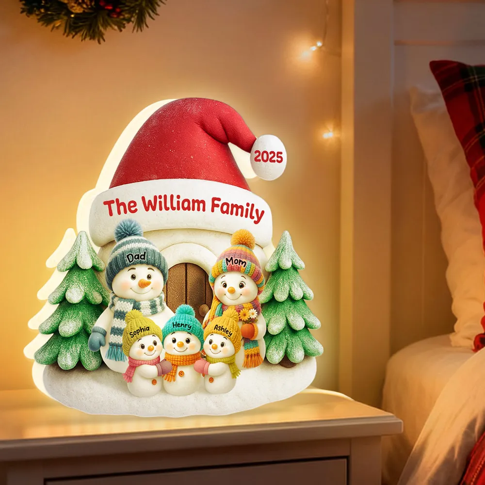 Acrylic Light Box with Snowman Family Scene, cozy window glow for holiday décor, heartwarming keepsake, perfect gift for parents and family - Image 2