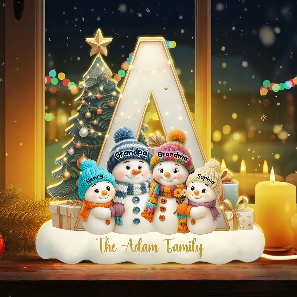 Snowman Family Acrylic Light Box – Heartwarming Holiday Decor, Perfect Gift for Grandparents & Family