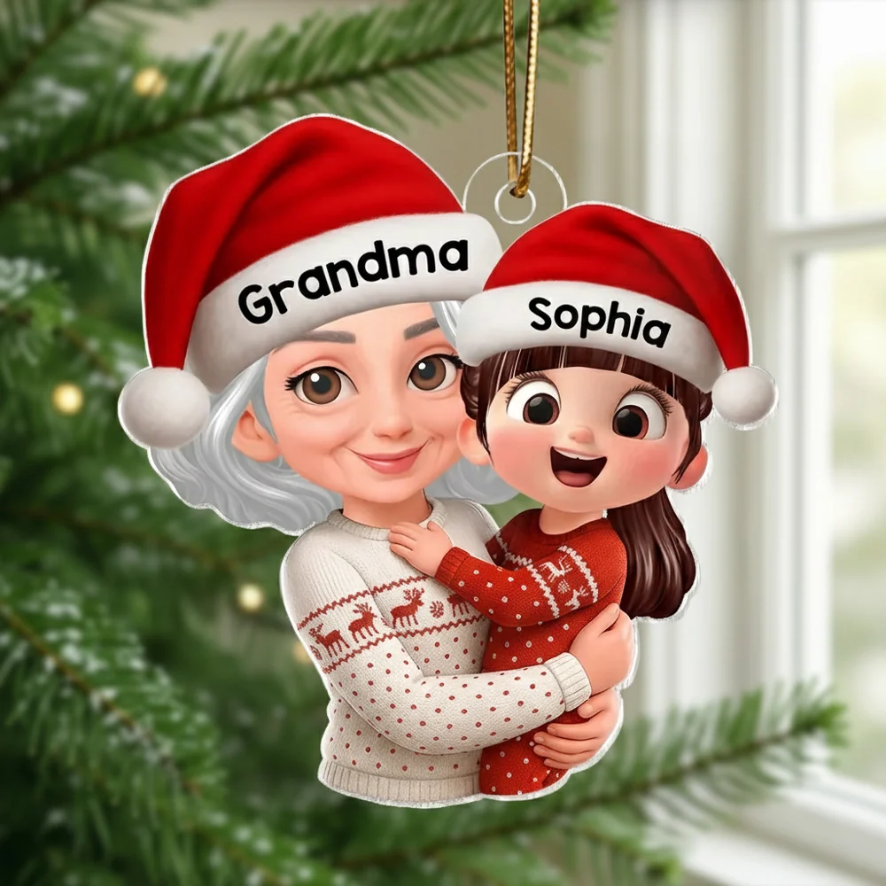 Personalized Christmas Ornament - Grandma & Grandchild Hug