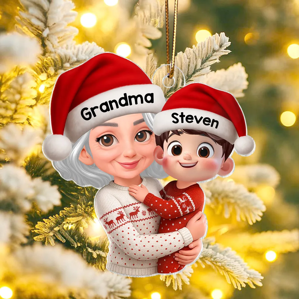 Personalized Christmas Ornament - Grandma & Grandchild Hug - Image 4