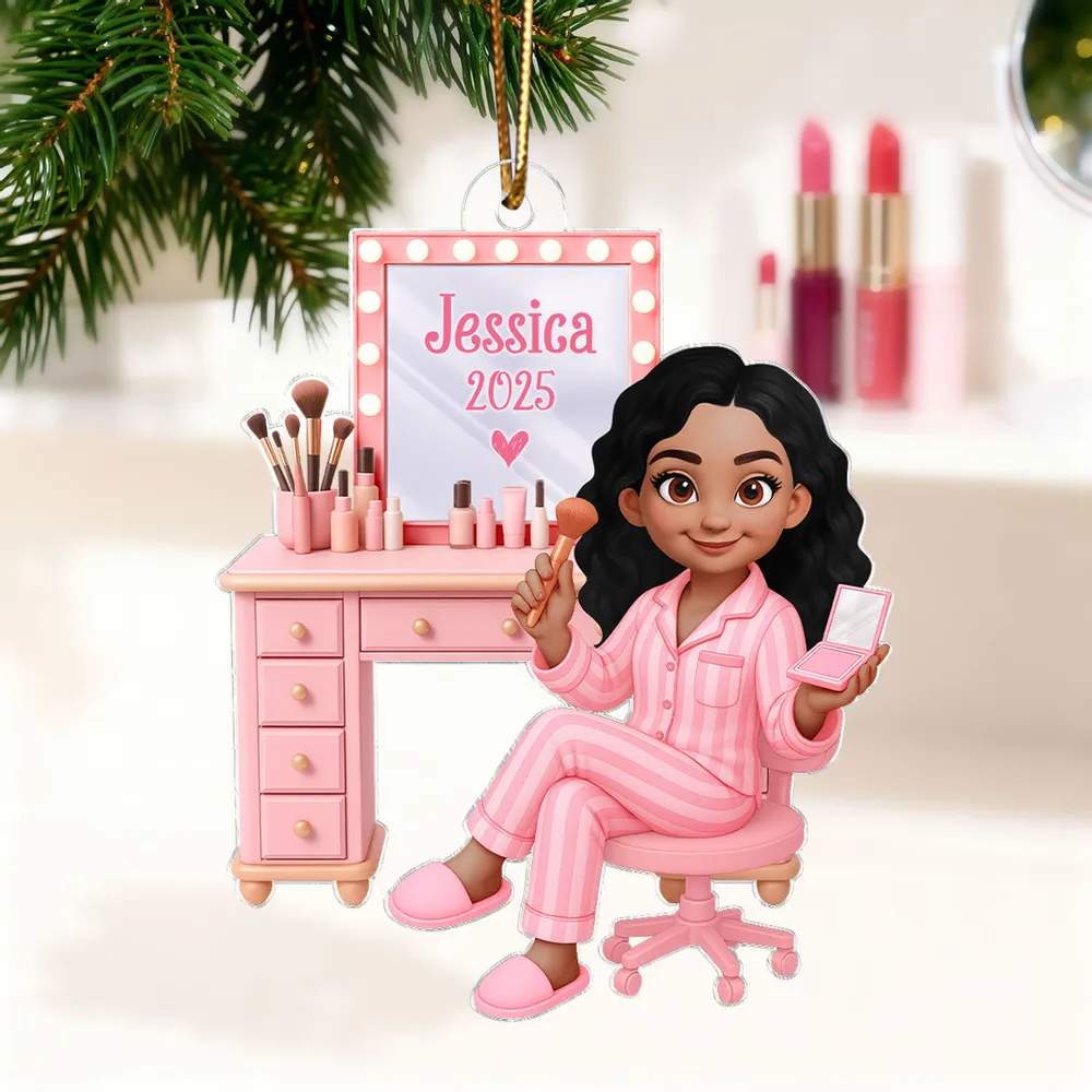 Beauty Lover Acrylic Ornament – Cute Pink Vanity Theme, Perfect Gift for Makeup Enthusiasts - Image 3