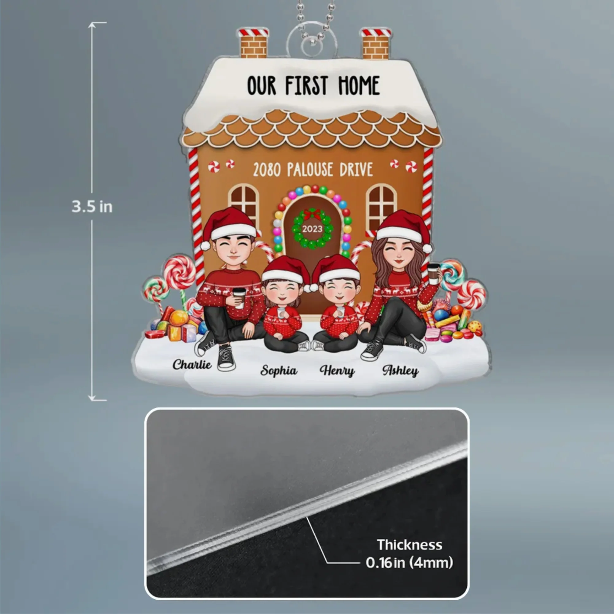 Our First Home Gingerbread Acrylic Ornament — Family Keepsake, Heartwarming Christmas Gift - Image 4